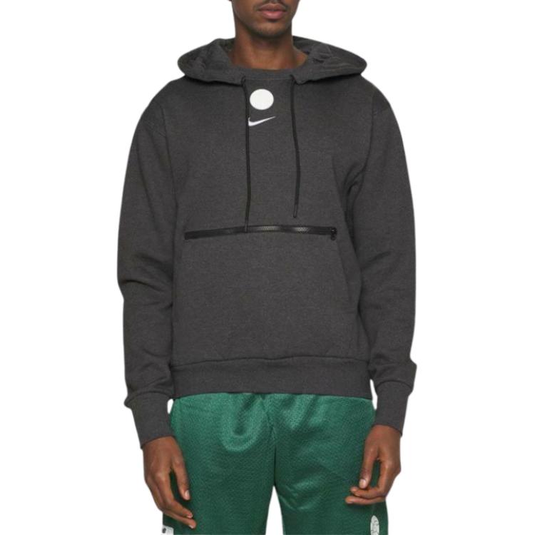 Nike NBA Brooklyn Nets Courtside Logo Print Pullover Hoodie Men Tops Black Grey DR9300-032