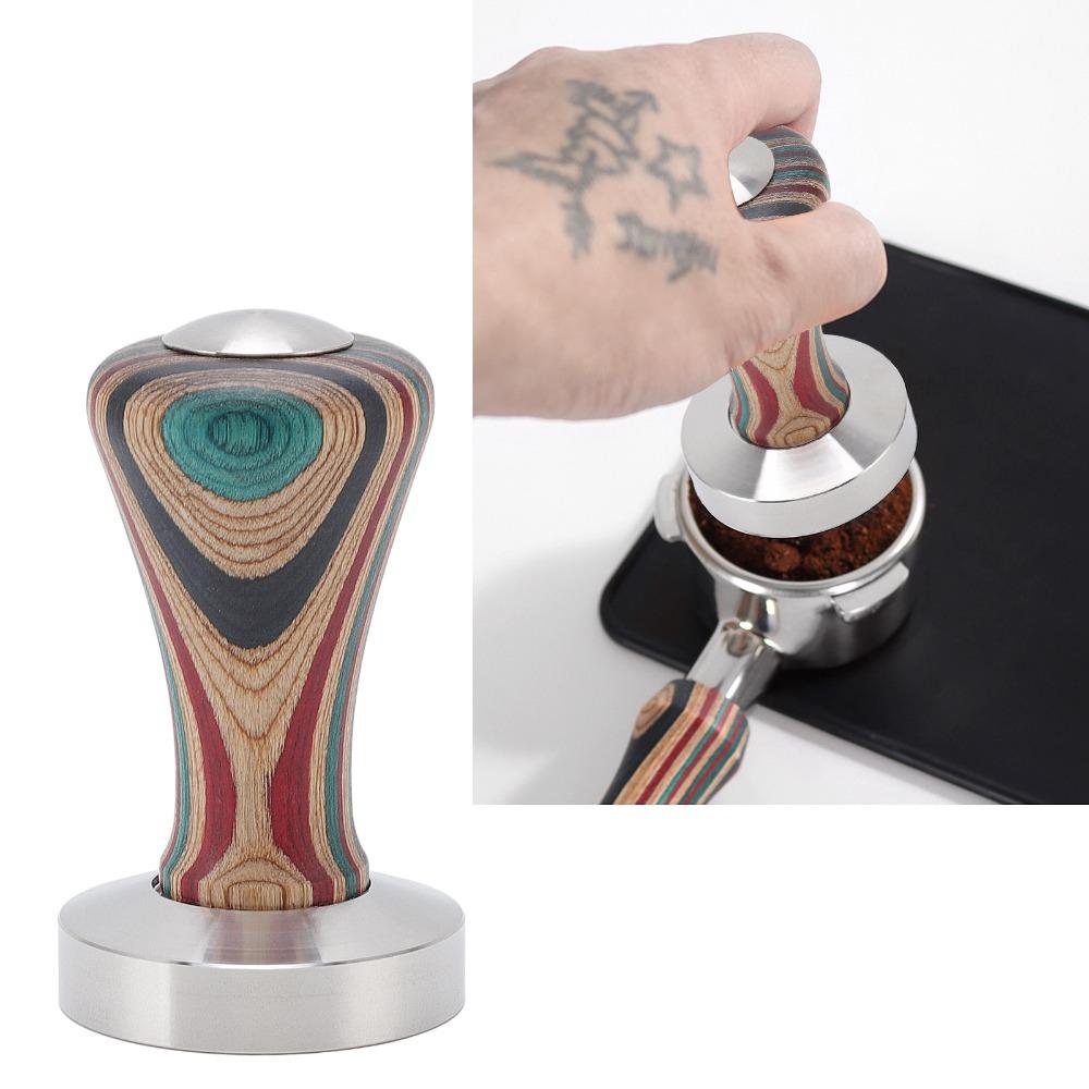 Wood Handle Espresso Tamper Flat Base Coffee Press Tool Professional Coffee Tamper Coffee Brewing