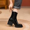 New Women'S British Retro Ankle Boots - Side Zipper Chunky Heel Platform Sole Daily Commuter Boots Autumn Winter  Shoes