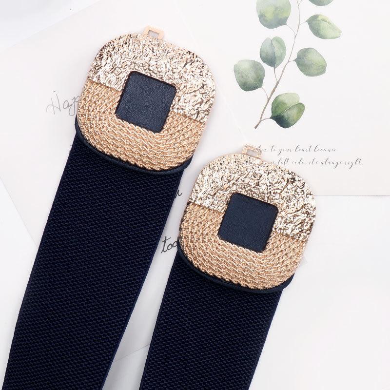 European and American elastic belt women's buckle elastic wide women's waist seal versatile dress coat sweater belt