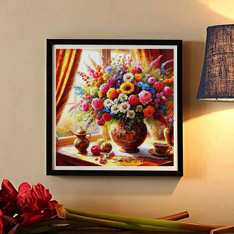 New Arrival 5D DIY Full Circle Diamond Painting "Vase Flowers" Embroidery Cross Stitch Home Decor Gift