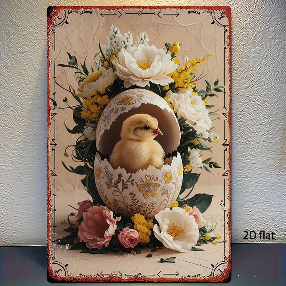 Easter Rabbit Metal Tin Sign Wall Art Decor 20x30cm