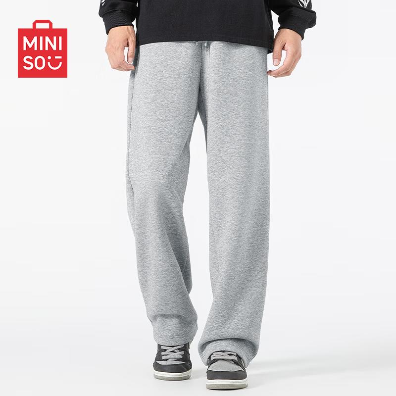MINISO Men's Winter Fleece-Lined Straight-Leg Sweatpants