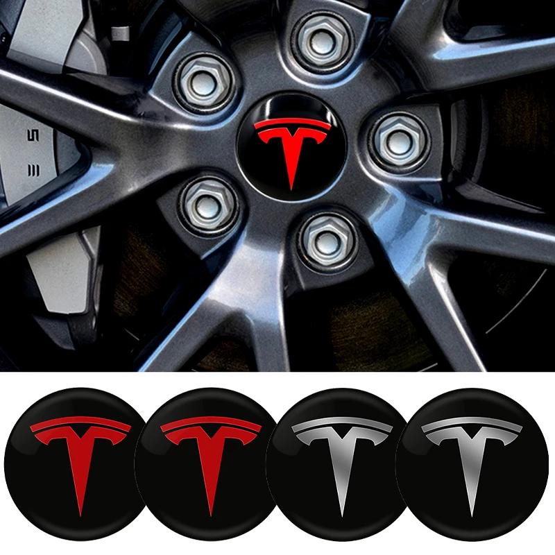 4PCS 56MM Wheel Hub Cap Sticker Car Caps Rim Stickers Badge Cover Decoration For Tesla Model Y 3 S X Roadster