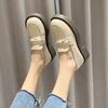 Soft leather work loafers women's 2025 autumn new platform thick heel British single shoes college style one pedal leather shoes