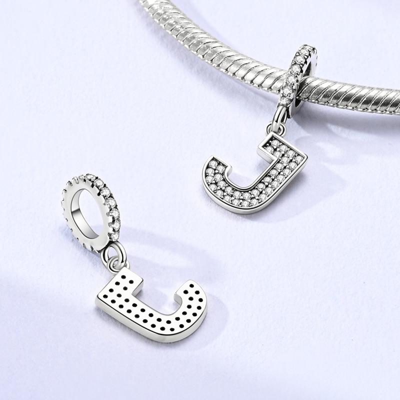 Copper Plated 26 Letters Alphabet Beads Pendant Fit Original Bangle Bracelets Charms Diy Jewelry Woman Gift