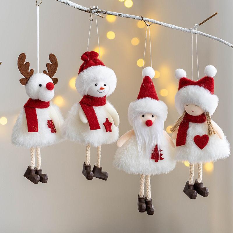 New Christmas Plush Doll Fabric Old Man Snowman Elk Small Pendant Christmas Tree Decoration Keychain