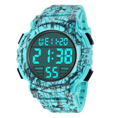 Digital Day of the Water Resistant To 50 LED Waterproof Sports Digital Instruction Manual Included Men's Watch, Date, Week, Alarm, Meters, Display,