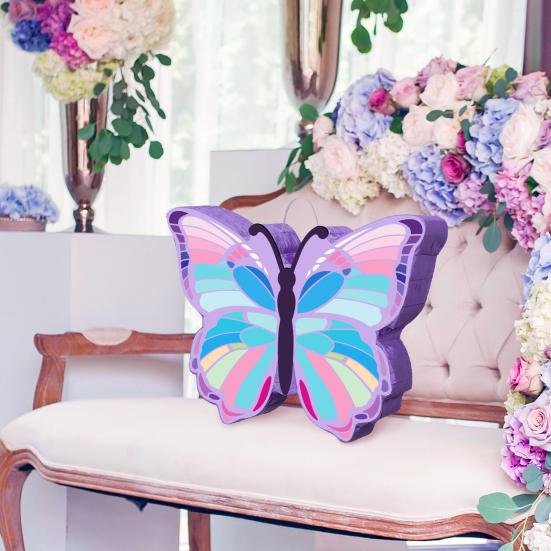 Butterfly Pinata Kids Pull String Pinata with Stick Blindfold Confetti for Girls Interactive Birthday Party Supplies for Photo Prop Candy Holder