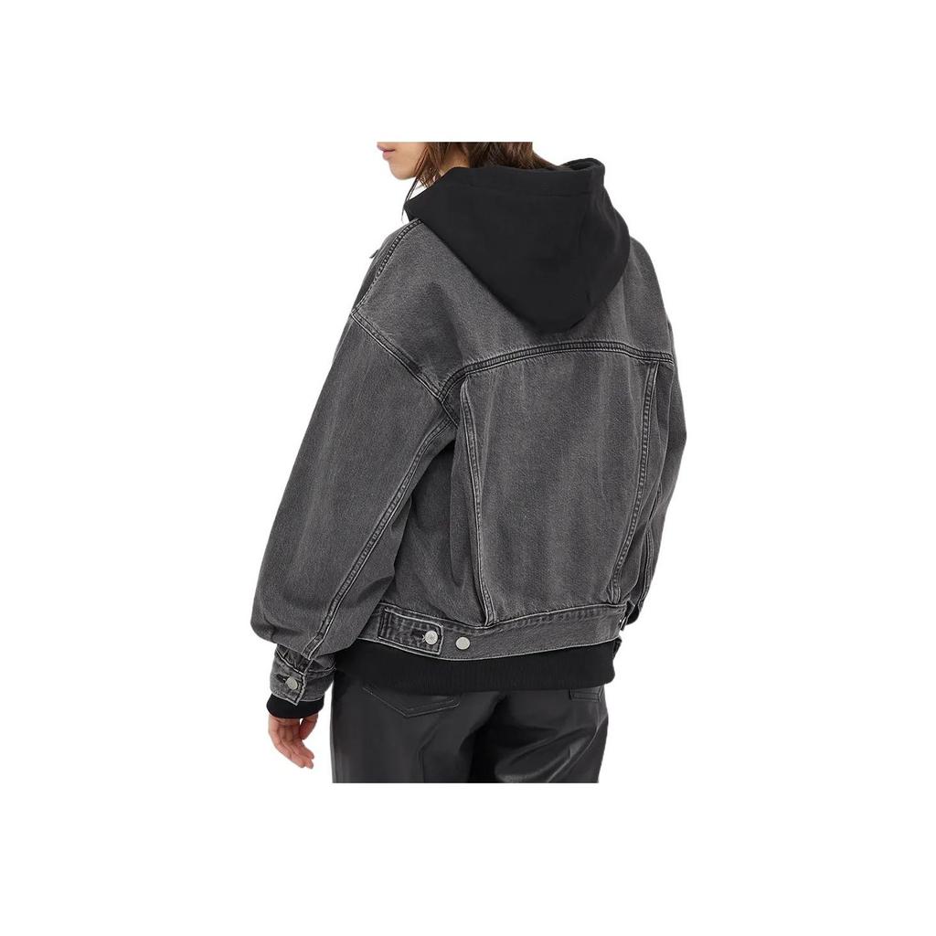 Levis Washed Single Button Collar Long Sleeve Denim Jacket Women jackets Gray A1743-0000