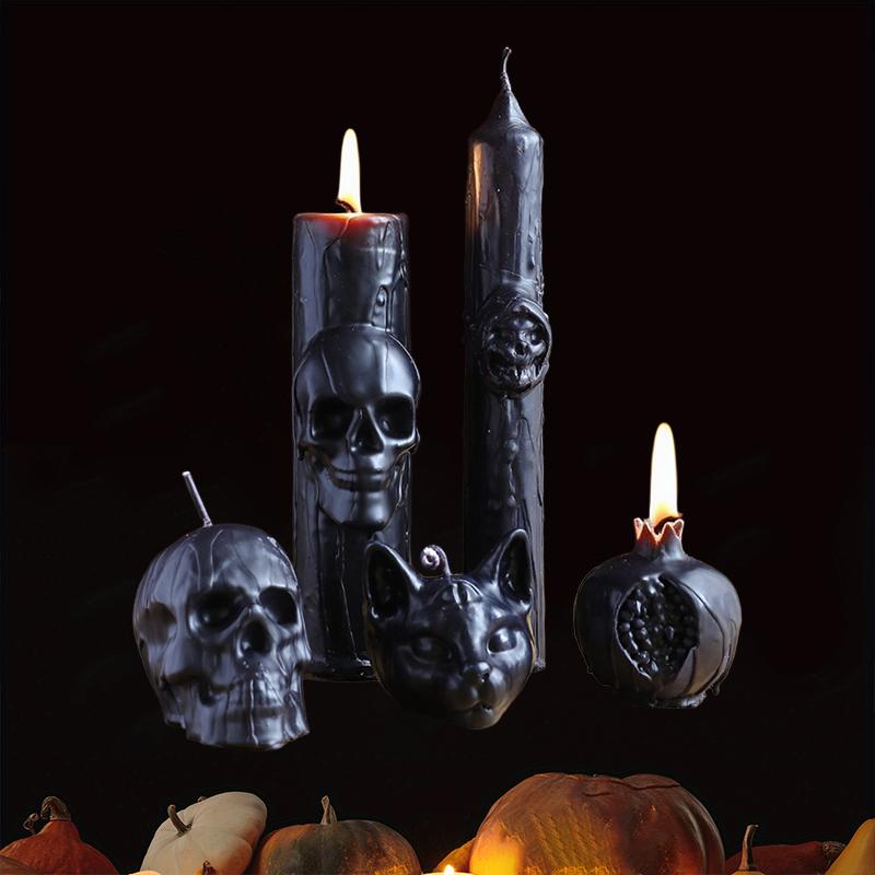 1PC Black Skull Aroma Candle Decor Candle Gothic Horror Scented Candle Macabre Skeleton Wax Melt