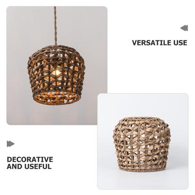 Lampshade Handwoven Hyacinth Natural Woven Light Cover Rustic Farmhouse Bedroom Replacement Shade For Ceiling Table Lamp