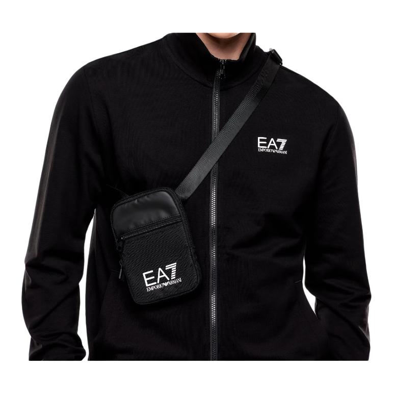 Emporio Armani Verstellbarer Schultergurt Logo Umhängetasche Herren Umhängetasche Schwarz 7X000391-AF19722-UC001