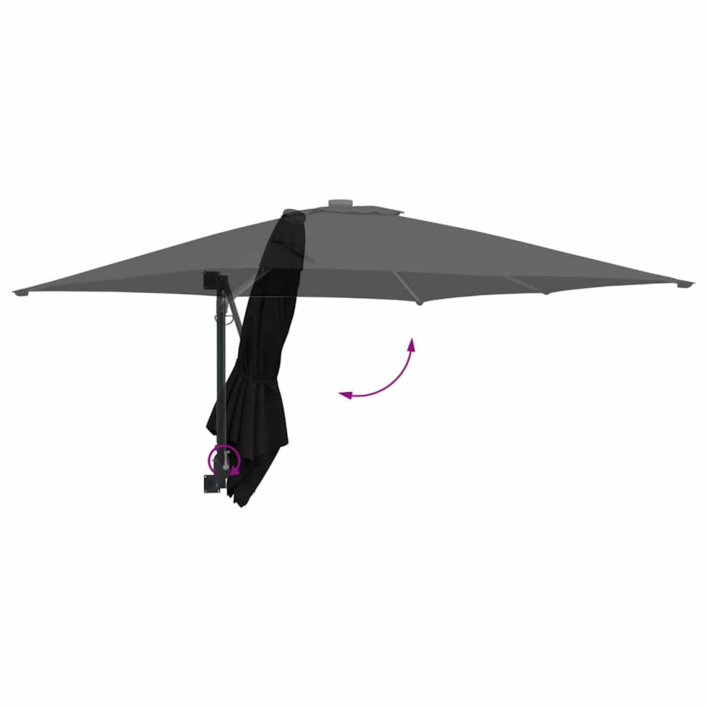 Garden Sun Umbrella Black 248.5 X 247.5 X 160 Cm