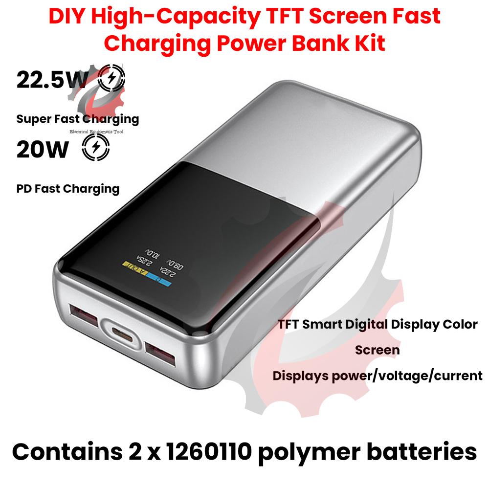 3.7V PD/QC/VOOC Type-C 22.5W Fast Charging Module TFT Color Screen Digital Tube Display Fast Charging Mobile Power Motherboard