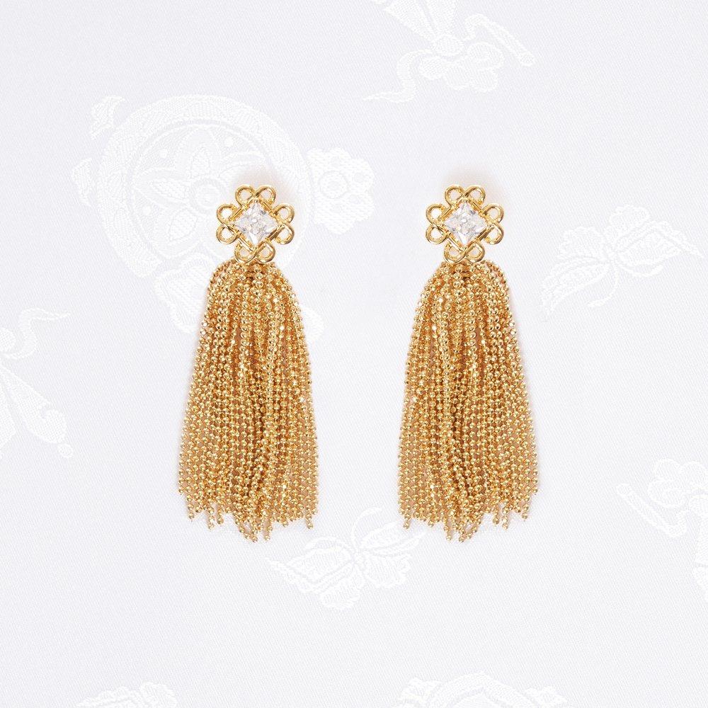 [Handal Jewelry] Destiny Knot Tassel Earrings