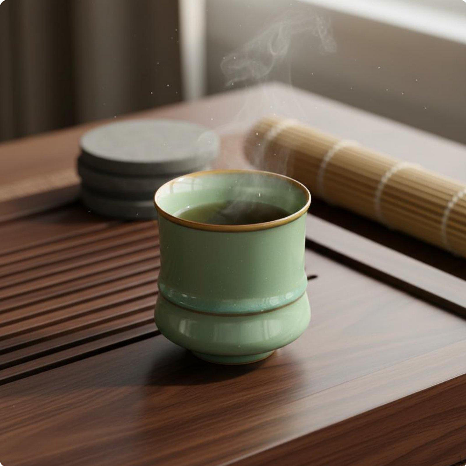Bamboo Joint Style Teacup Smooth Glaze Cup OvenGlazed Finish Ceramic Tasting for