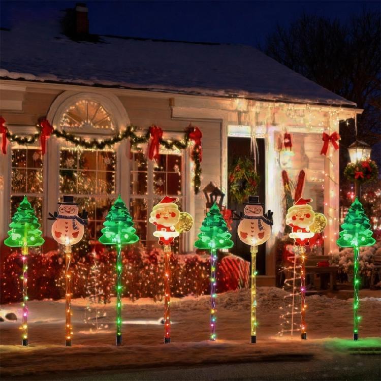 Pack of 6 Solar Christmas Stake Lights Offering Energy Saving Brightness Throughout the Night for Sustainable Decoration