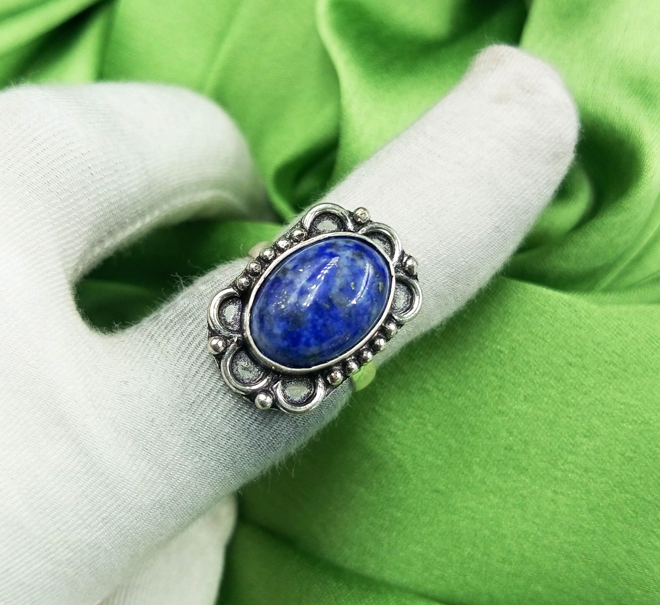

Лазуритовый драгоценный камень 925 пробы с серебряным покрытием US SZ 7 Ring MM-R332