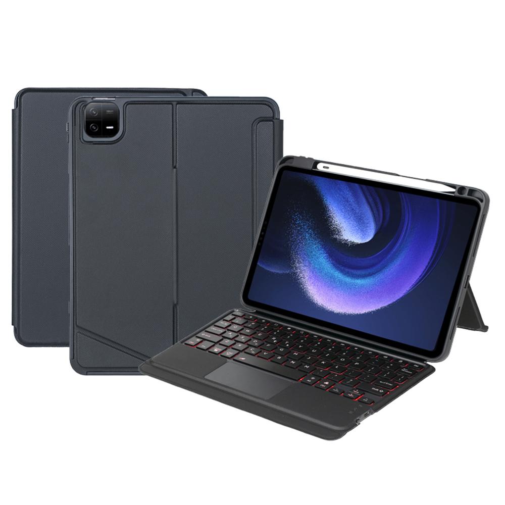 

T0N7-AS Для Xiaomi Pad 6 Pro/Pad 6 Шкіряна Чохол-підставка+Клавіатура з підсвічуванням та тачпадом, сумісна з Bluetooth A