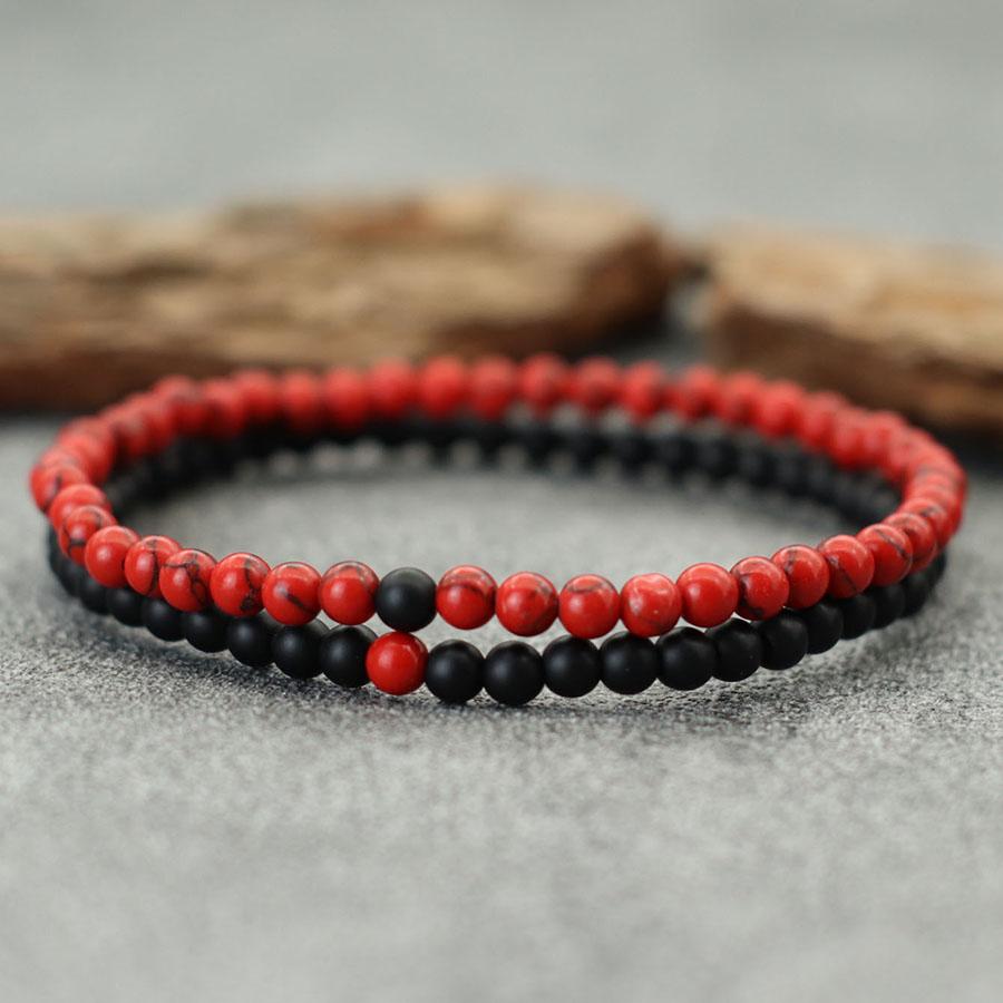 New 2Pcs 4mm Beads Bracelet Set For Men Tiger Eyes Turquoises Paired Strand Healing Braclet Handmade Casual Accessories Hombre