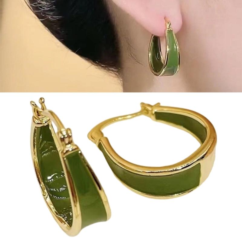Elegant Irregular Metal Dripping Oil Hoop Earrings Unique Ear Cuff for Wedding Party Stylish Women Ear Accessories