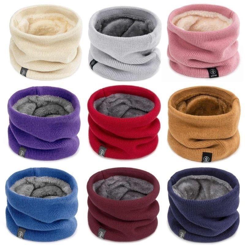 Autumn and winter solid color scarves for men and women riding windproof, piled and thickened warm wool pullover scarves are versatile