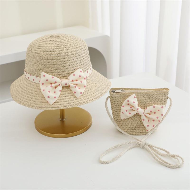 

Strawberry Straw Sun Cap for Kids Baby Girl Outdoor Summer Casual Beach Holiday Cartoon Shoulder Bags Child mother and daughter kids(52-54cm)