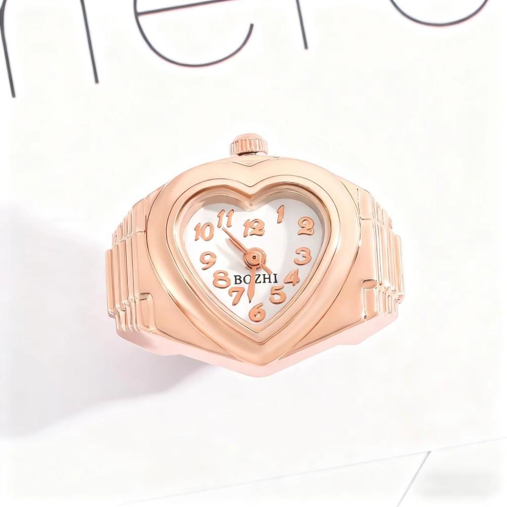 Stainless Steel Mini Finger Watch Heart Shaped Quartz Movement Watch  Fashion Accessories