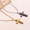 Bestselling Men's Two-Tone Wooden Cross Titanium Steel Dog Tag Necklace