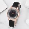 Creative Quartz Watch Leather Crystal Aesthetic Clock Versatile Business Women Wristwatch