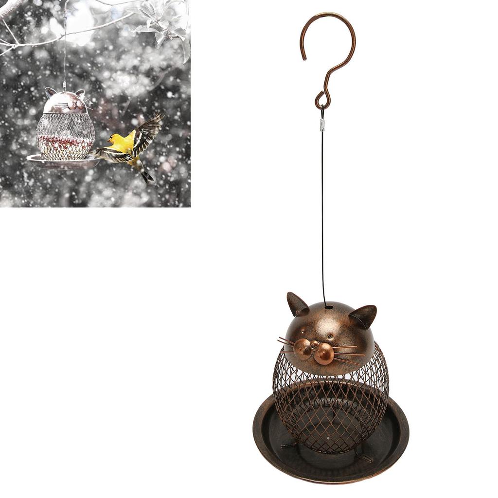 Outside Bird Feeder Metal Mesh Decorative Cute Vintage Hanging Bird Seed Feeder for Home Garden Offi