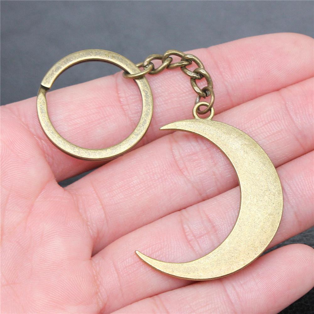28mm Key Ring Star Pentagram Moon Minimalist Jewelry Components QY043