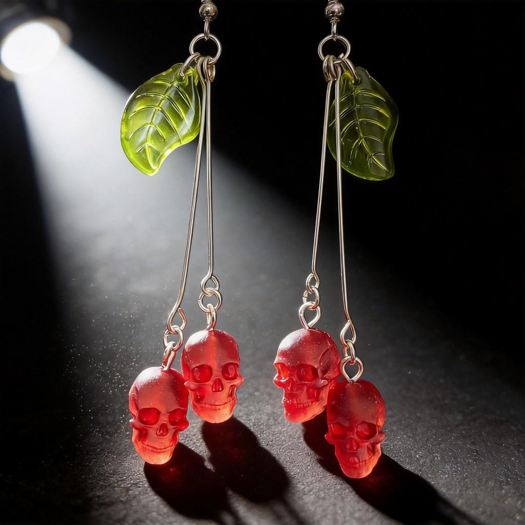 Gothic Style Copper Earrings With Cherry Motif For Trendy Women