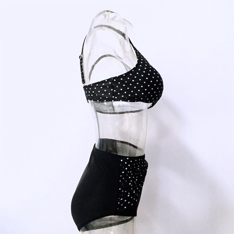 European & American Sexy Plus Size Polka Dot Bikini Swimsuit, 5XL, Gathered