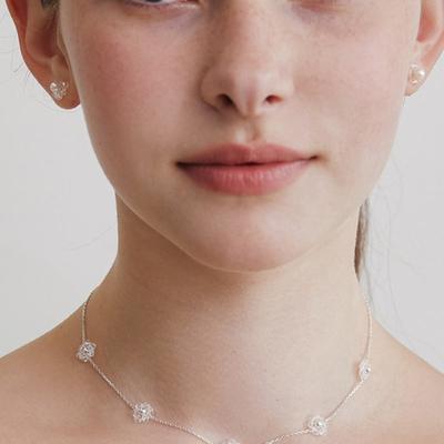 (925 Silber) Kristallblumen-Halskette NZ2401