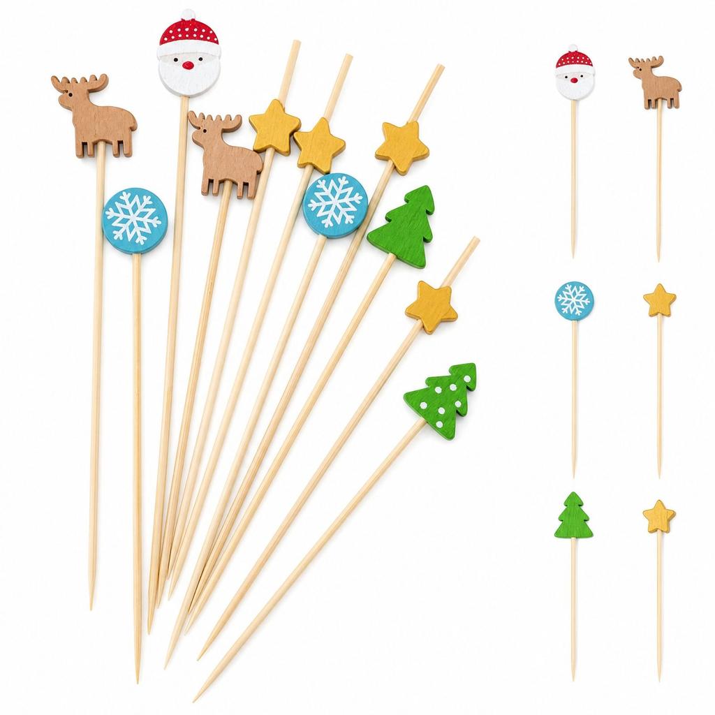 Christmas Party Decorations, 100 Count Cocktail Picks, Assorted Styles for Holiday Parties