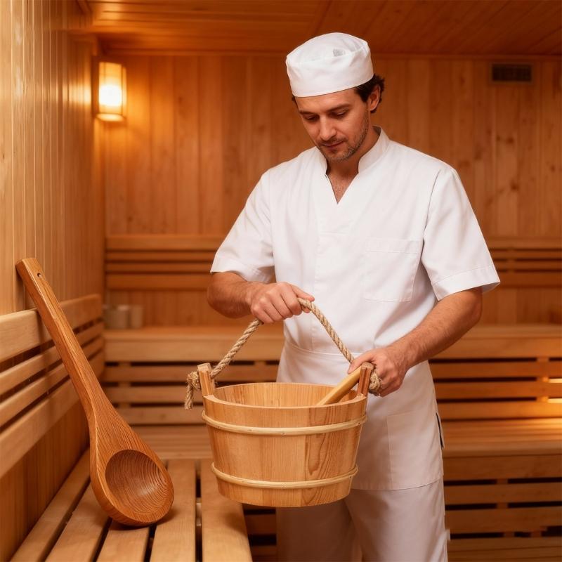 4L Large Capacity Wooden Sauna Bucket Ladle Kits Steaming Bathroom Tool Tub Barrels Portable Wood SPA Bucket Enduring