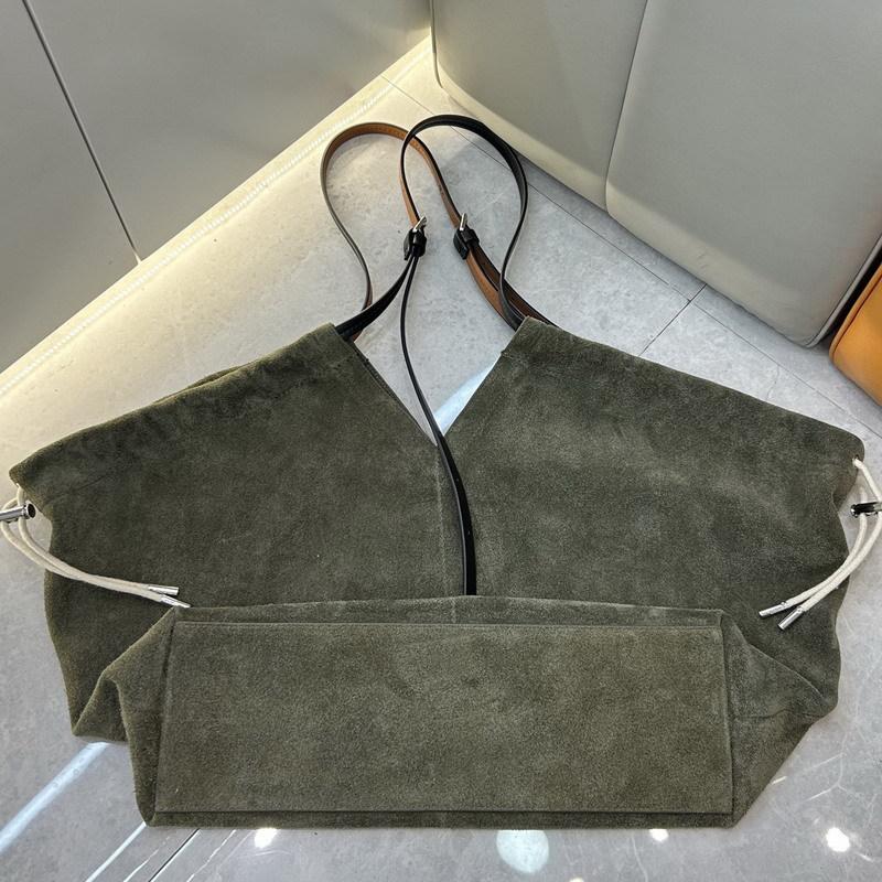 New first-layer cowhide leather suede matte tote bag vegetable basket handbag shoulder messenger bag women's bag