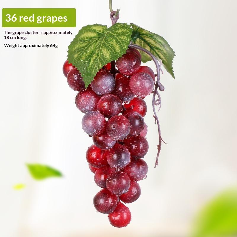 1Pcs Realistic Plastic Artificial Grapes Bunches Simulation Fake Fruit with Leaves for Vintage Home Decor Party Table Display