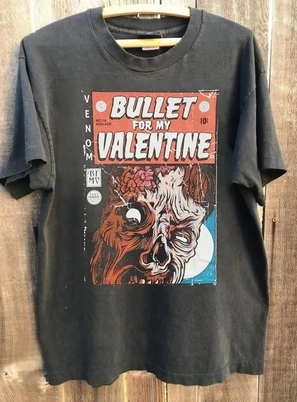 Bullet For My Valentine Band Comic Art Rare Design Charcoal T shirt Reprint Unisex T-Shirt S
