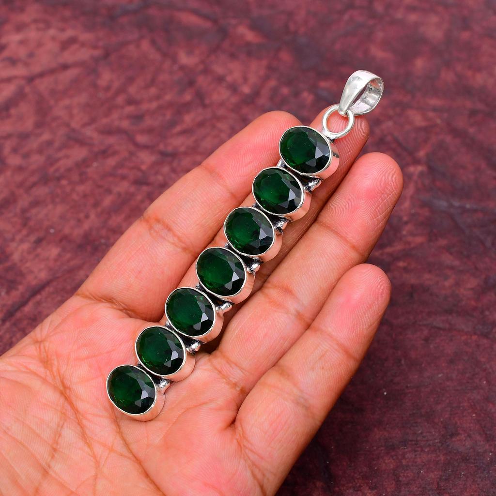 Awesome Chrome Diopside Gemstone Pendant: 925 Sterling Silver Handmade Pendant Necklace Jewelry