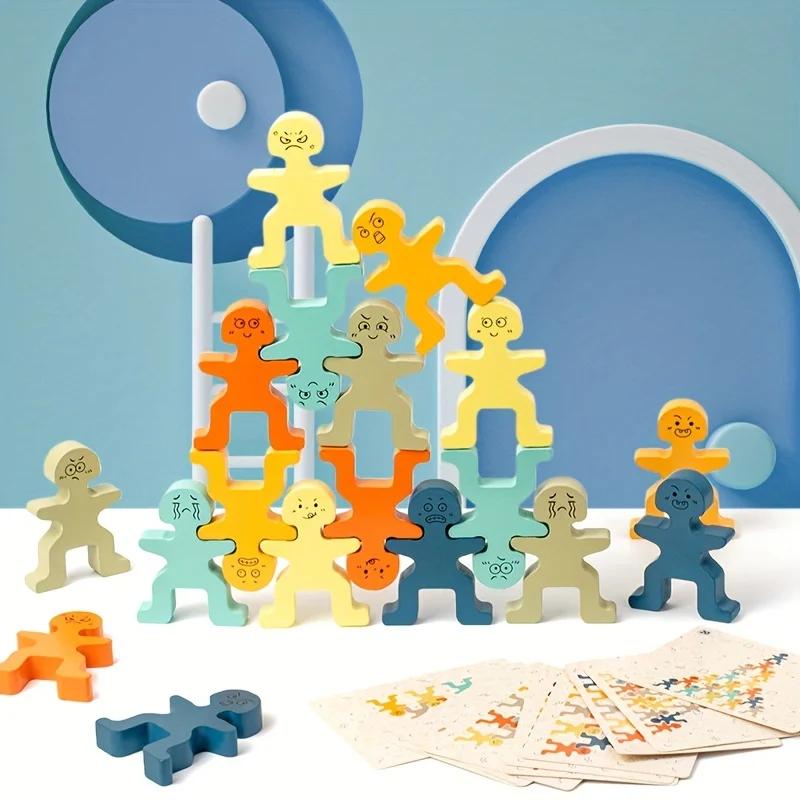 Wooden Funny Little Man Balance Stacking Fun Flavor Puzzle Early Education Hands-on Balance Ability Training Enlightenment Toys