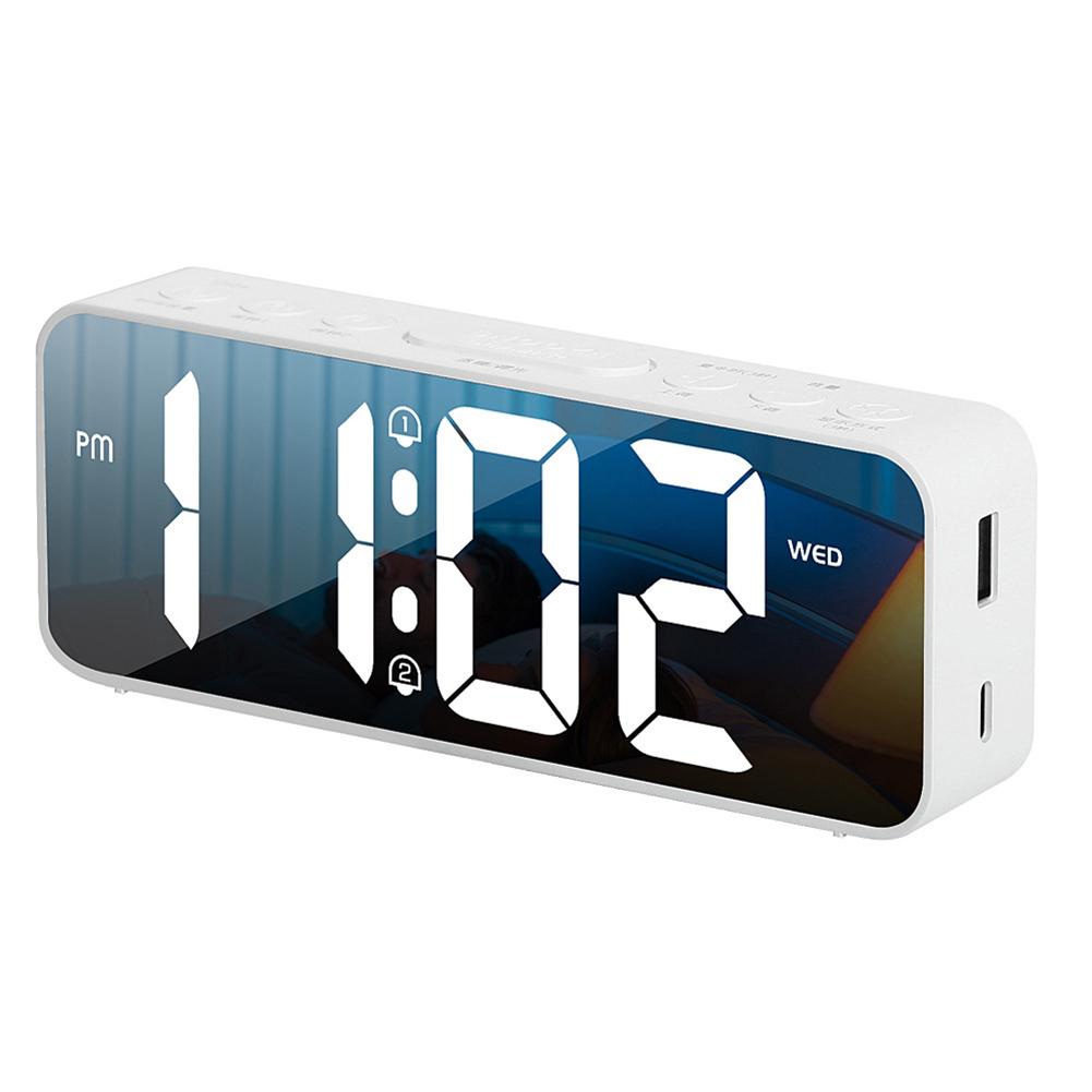 

LED Alarm Clock With Dual Alarms, 4-level Dimmable Brightness Digital Alarm Clock With USB Charging Ports, 12H 24H WhiteEnglish version#0