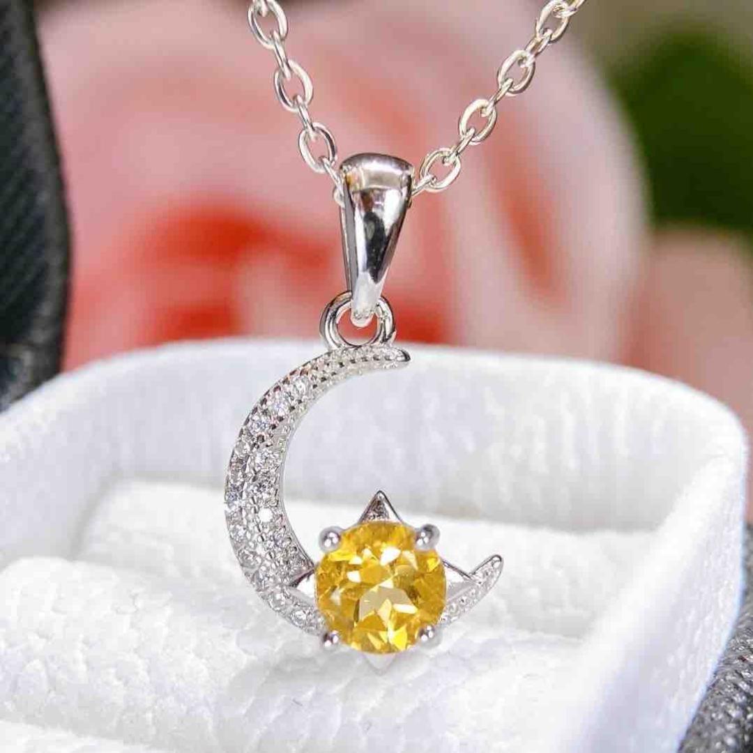 2025 Natural Yellow Crystal Pendant Necklace, S925 Sterling Silver Clavicle Chain, Fashionable Women s Jewelry 925 Silver