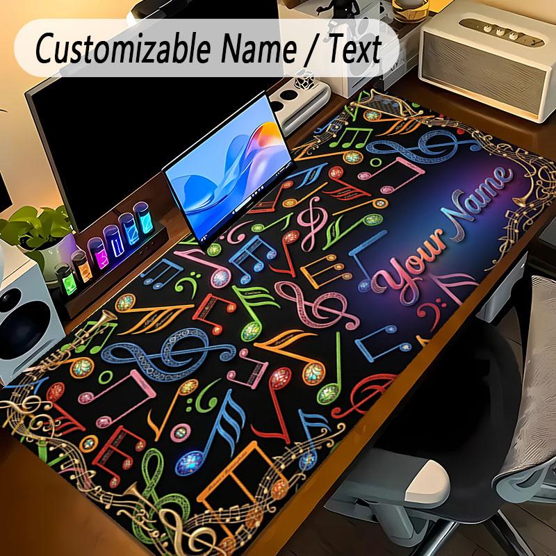 Music Theme Personalized Mouse Pad Custom Name Text Non Slip Desk Pad For Laptop Office Desktop