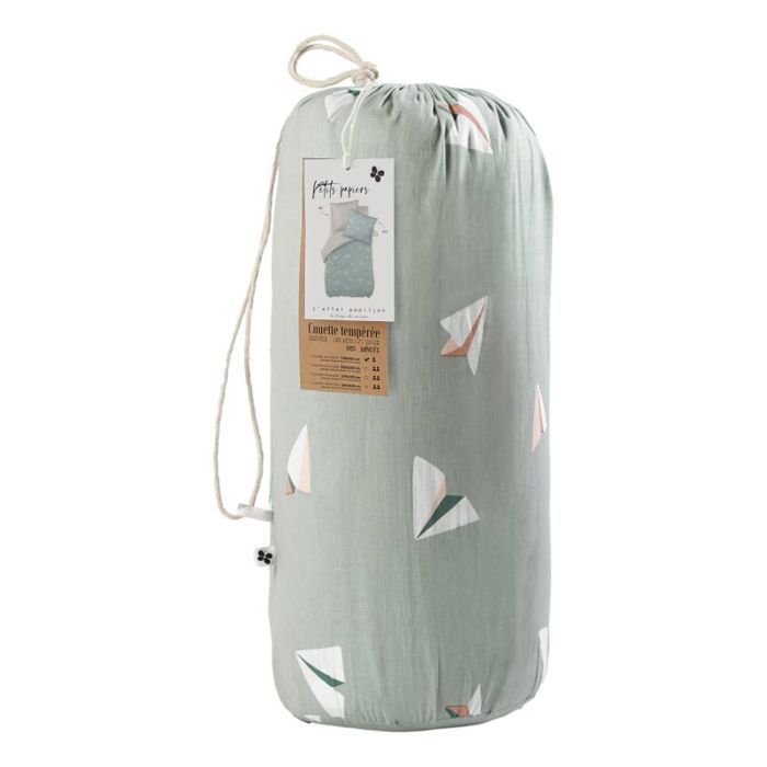 Couette toutes dimensions "Petits Papiers" Réversible 100% Coton / 57 Fils/cm² - - 140 x 200 cm pour lit 1 place
