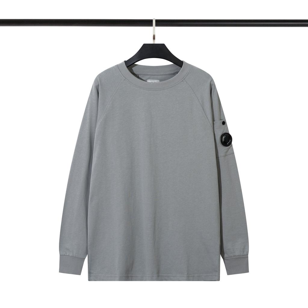 CP Lenses Men's Loose Solid Color Round Neck Pullover Terry Sweater Jacket Casual Trend Youth Trendy Brand Men
