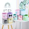 Pu Cartoon Grid Round Storage Bin With Foldable Design For Desk Organization And Office Use