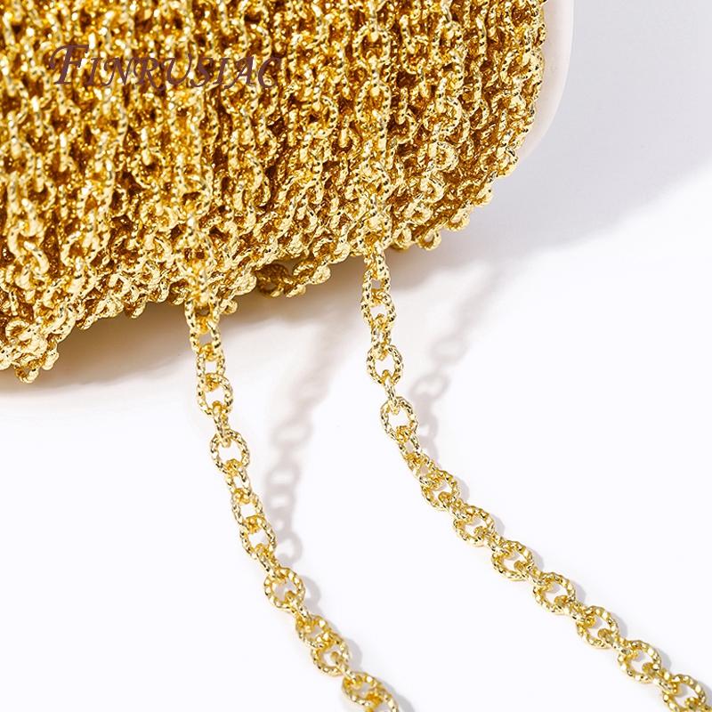 4.7MMX6MM 18K Gold Plated Metal Textured Cable O Shape Chain For Making Jewelry,High Quality Spool Chains DIY Jewelry Findings